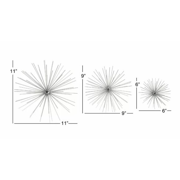 Silver Decorative Starburst Wall Art Set - Picture 2 of 8